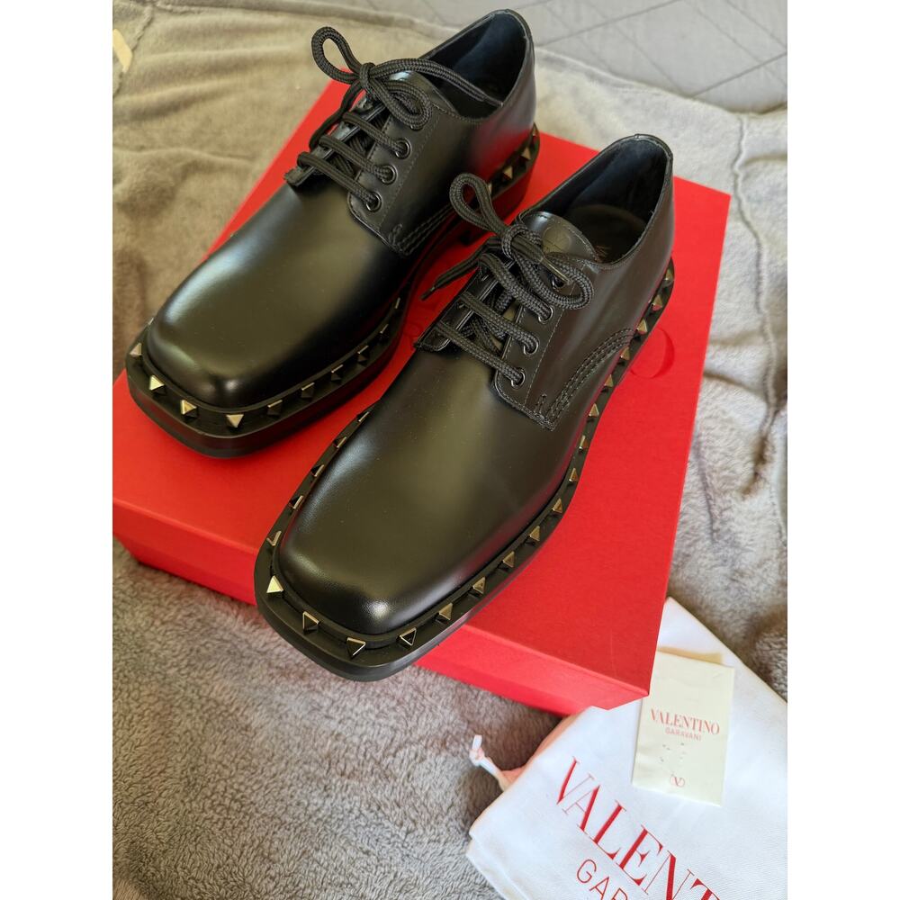 New Valentino Garavani Men Dress Shoes Derby Rockstud Size 42 US 9 $1270 SRP